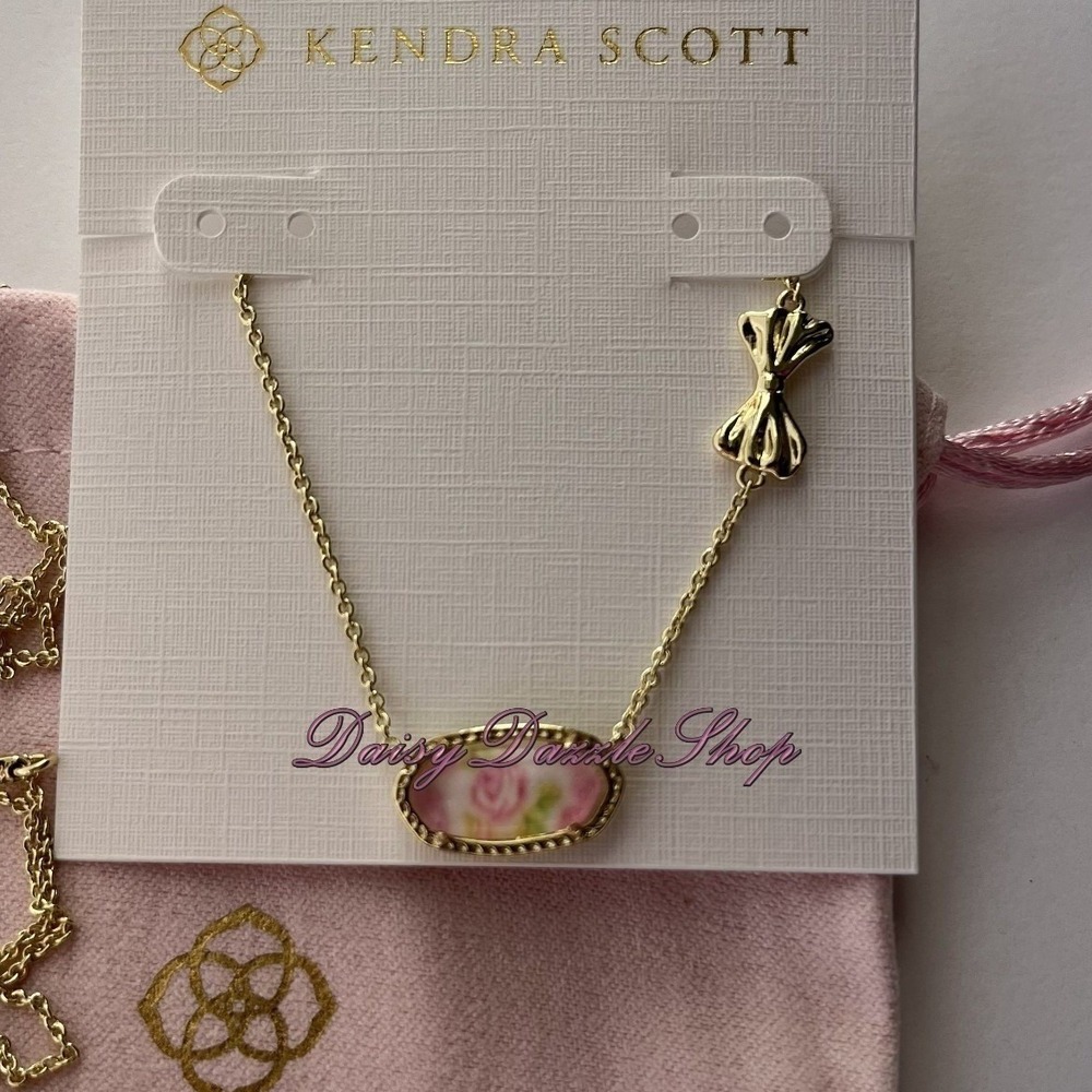Kendra Scott Love Shack Fancy Elisa Pink Blooming Heirloom Gold plated Necklace